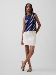 Gap Navy Polka Dot Linen-Blend Crop Shell Vest - Image 3 of 4