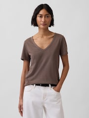 Gap Brown Vintage Soft V-Neck Short Sleeve T-Shirt - Image 1 of 3