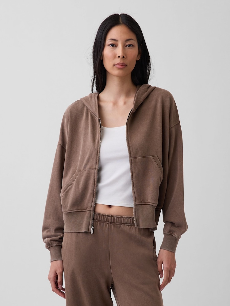Gap Brown VintageSoft Terry Zip Hoodie - Image 1 of 5