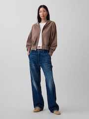 Gap Brown VintageSoft Terry Zip Hoodie - Image 4 of 5