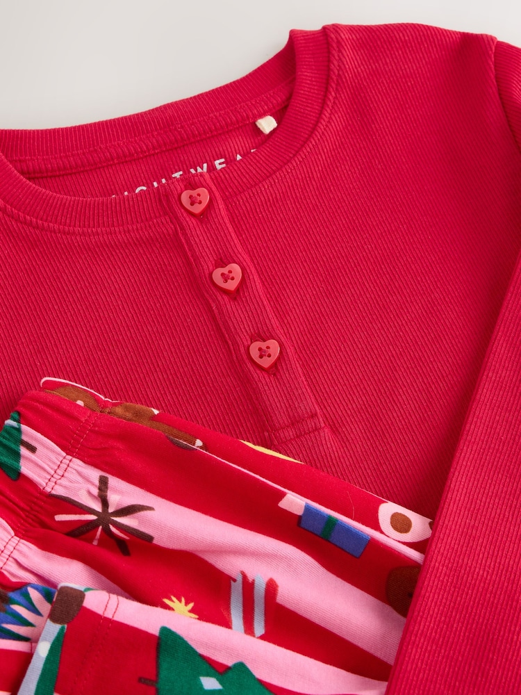 Red/Pink Stripe Christmas Wide Leg Pyjamas 1 Pack (3-16yrs) - Image 4 of 4 Red/Pink Stripe Christmas Wide Leg Pyjamas 1 Pack (3-16yrs) - Image 4 of 4
