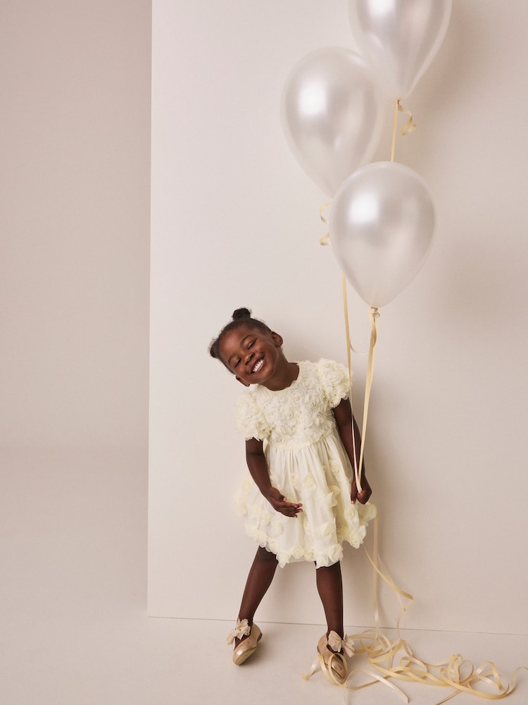 象牙白 - 3D Flower Occasion Dress (3mths-8yrs) - 圖片 2，共 8