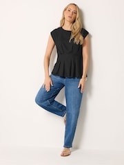 Long Tall Sally Black Grown On Sleeve Pleated Top - Image 3 of 5