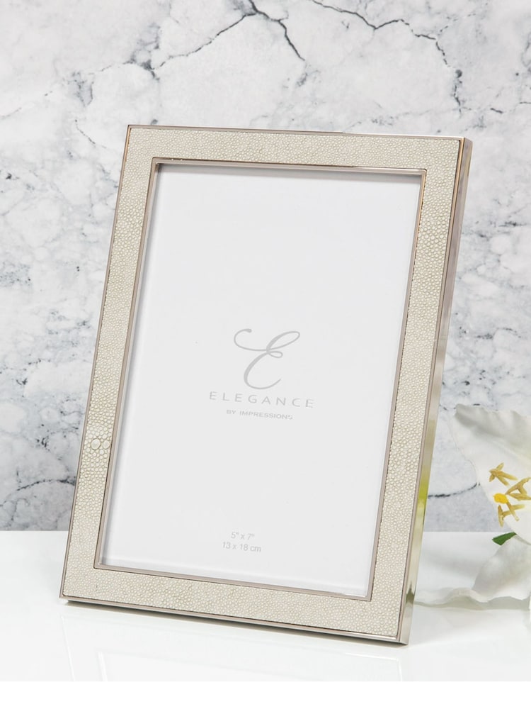 Widdop Cream Metal Plated Cream Faux Shagreen Frame - Image 1 of 4 Widdop Cream Metal Plated Cream Faux Shagreen Frame - Image 1 of 4