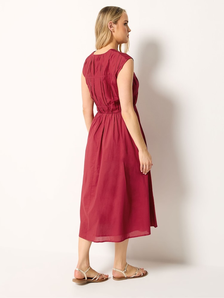 Long Tall Sally Red Pleated Tie Front Midi Dress - Image 2 of 5