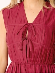 Long Tall Sally Red Pleated Tie Front Midi Dress - Image 4 of 5