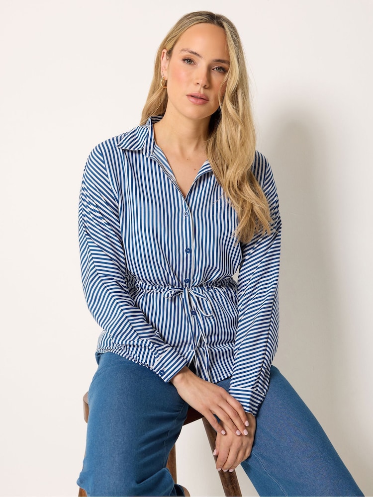 Long Tall Sally Blue Stripe Tie Waist Shirt - Image 1 of 5