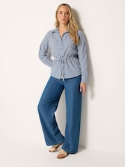 Long Tall Sally Blue Stripe Tie Waist Shirt - Image 2 of 5