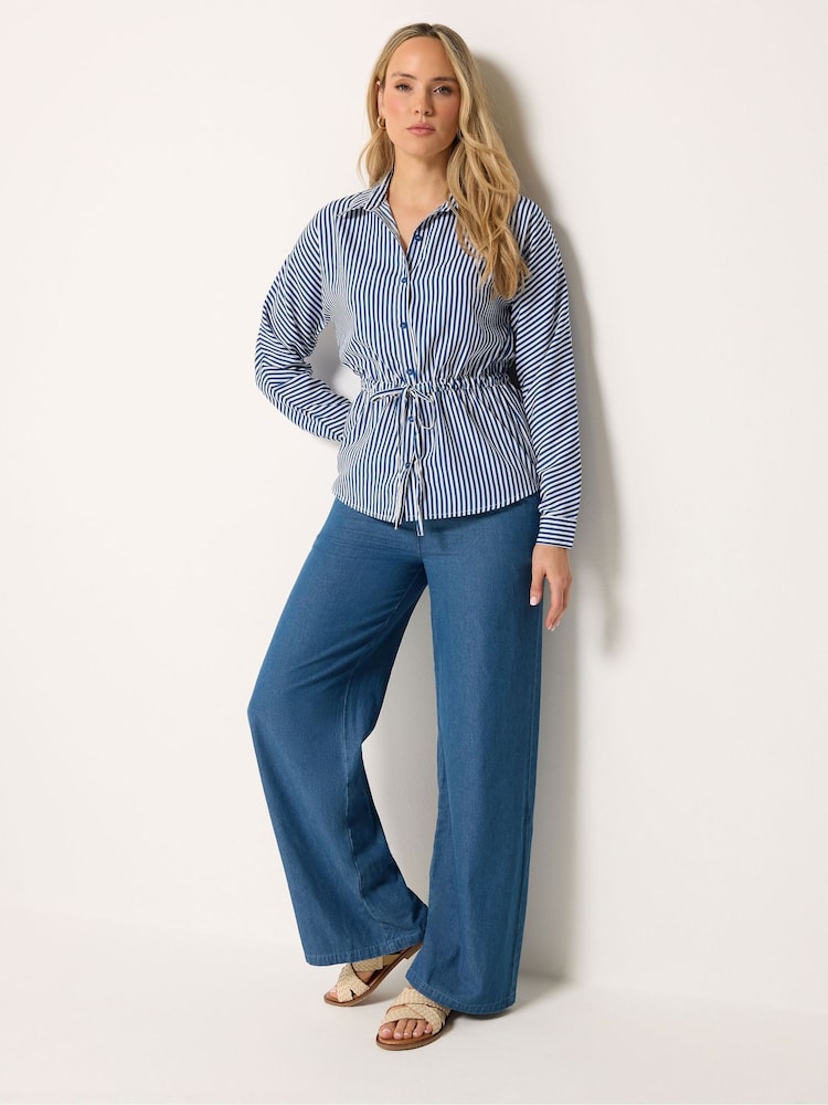 Long Tall Sally Blue Stripe Tie Waist Shirt - Image 2 of 5