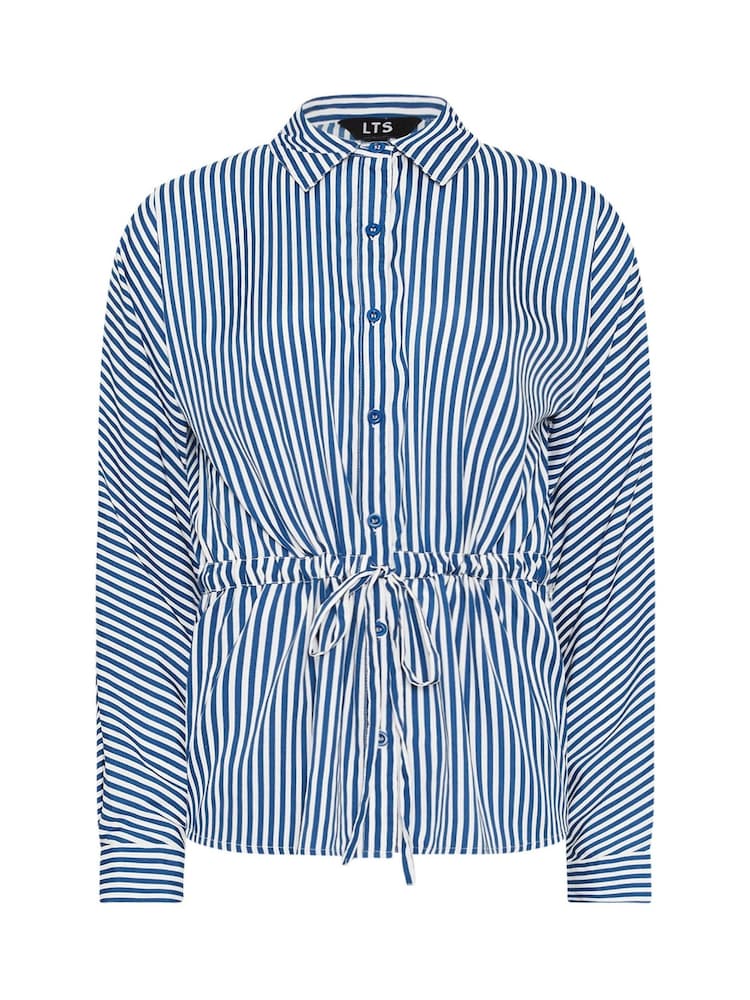 Long Tall Sally Blue Stripe Tie Waist Shirt - Image 5 of 5