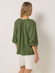 Long Tall Sally Green Boho Linen Blend Top - Image 4 of 6