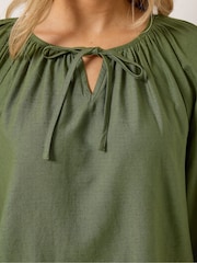 Long Tall Sally Green Boho Linen Blend Top - Image 5 of 6