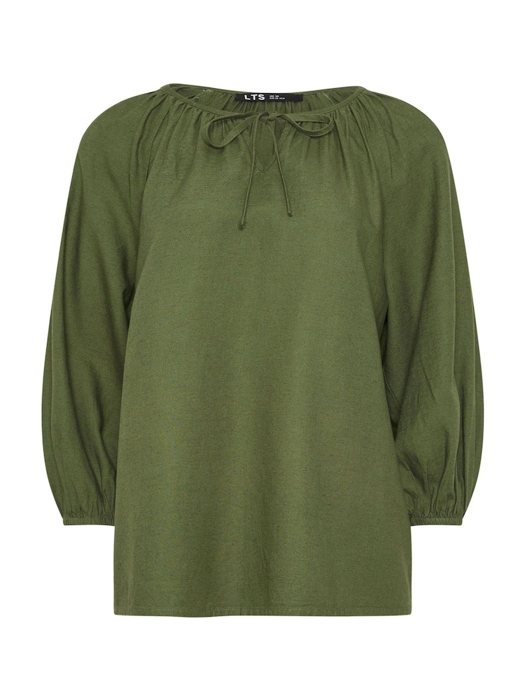Long Tall Sally Green Boho Linen Blend Top - Image 6 of 6
