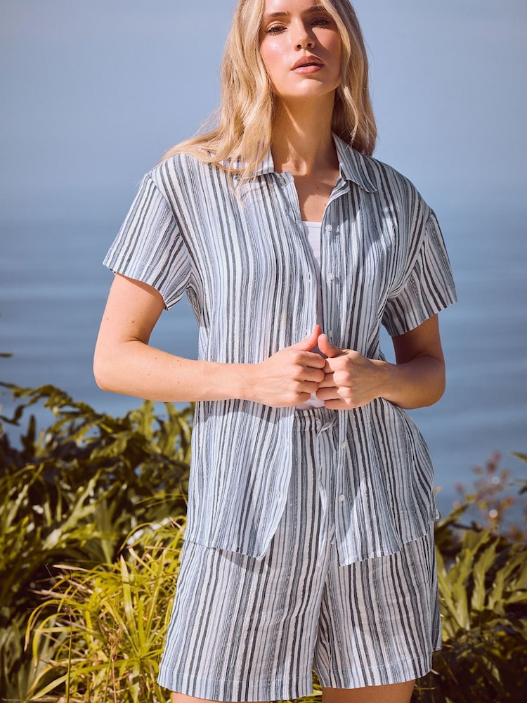 Long Tall Sally White Striped Short Sleeve Shirt - Image 1 of 3