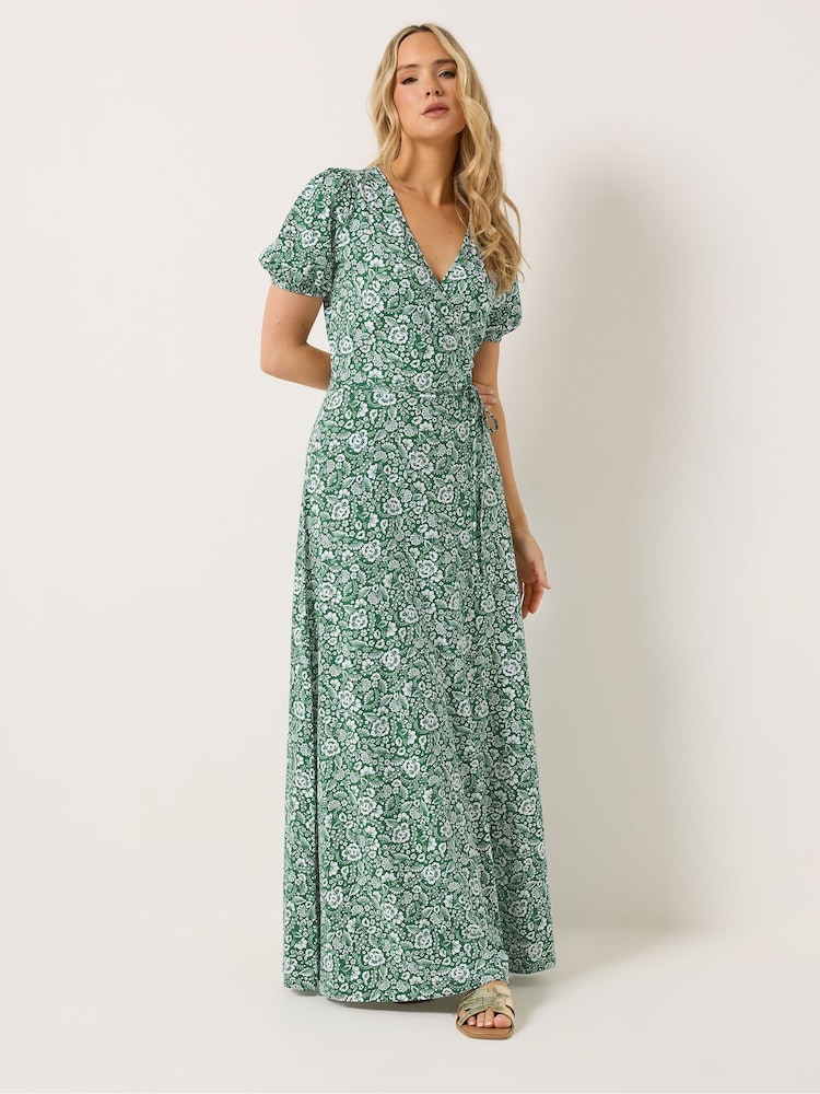 Long Tall Sally Green Floral Wrap Maxi Dress - Image 1 of 5