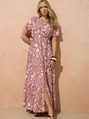 Long Tall Sally Red Short Sleeve Tie Waist Maxi Dress - Image 1 of 2