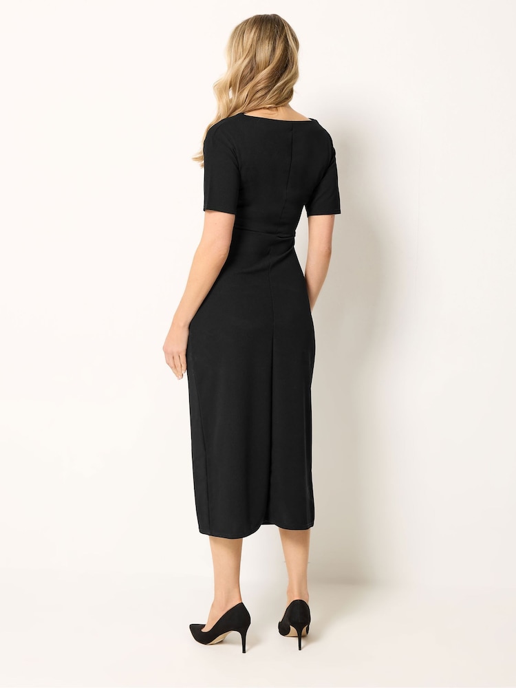 tall ruched dress Espresso boohoo Tall Slinky Ruched Wrap Maxi Dress