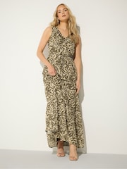 Long Tall Sally Brown Abstract Tie Waist Maxi Dress - Image 1 of 5