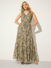 Long Tall Sally Brown Abstract Tie Waist Maxi Dress - Image 2 of 5