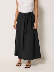M&Co Black Petite Sash Waist Midi Skirt - Image 1 of 5