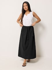 M&Co Black Petite Sash Waist Midi Skirt - Image 2 of 5