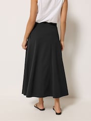 M&Co Black Petite Sash Waist Midi Skirt - Image 3 of 5
