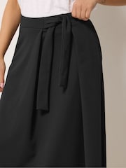 M&Co Black Petite Sash Waist Midi Skirt - Image 4 of 5