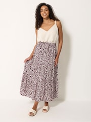 M&Co Purple Ditsy Crinkle Maxi Skirt - Image 1 of 5