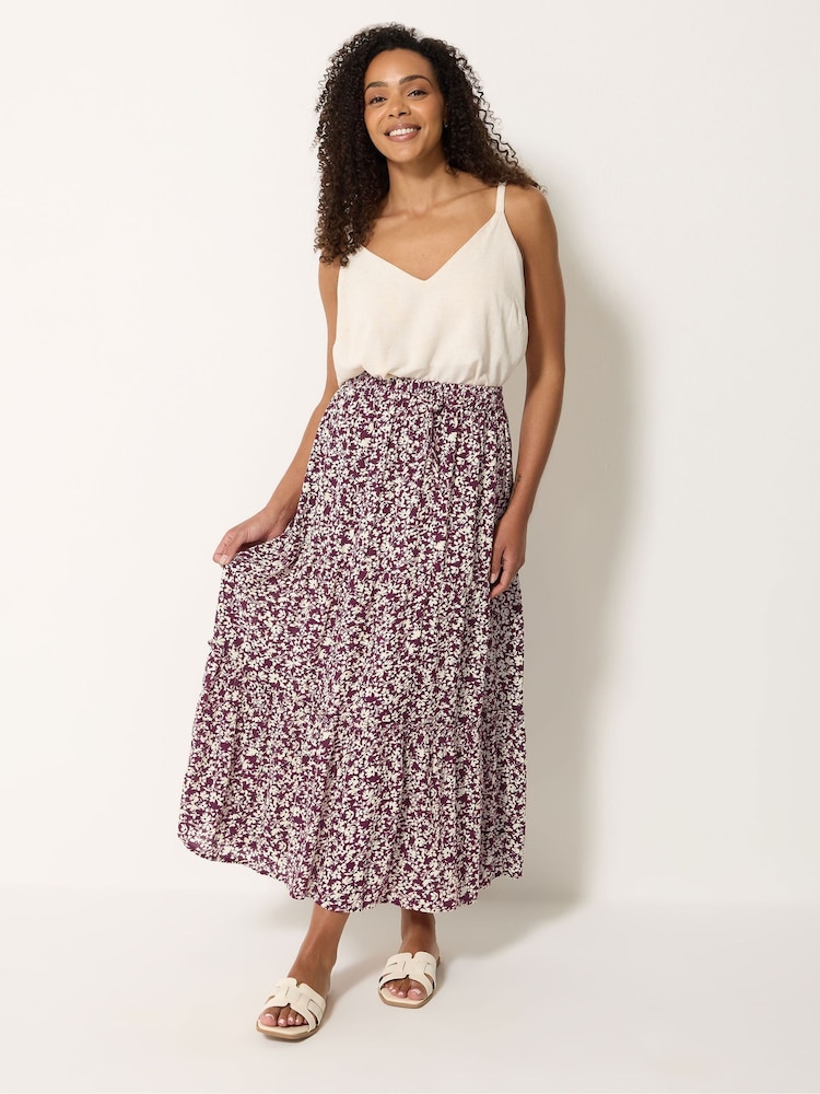 M&Co Purple Ditsy Crinkle Maxi Skirt - Image 1 of 5 M&Co Purple Ditsy Crinkle Maxi Skirt - Image 1 of 5