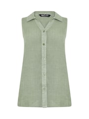M&Co Green Sleeveless Collared Shirt - Image 5 of 5