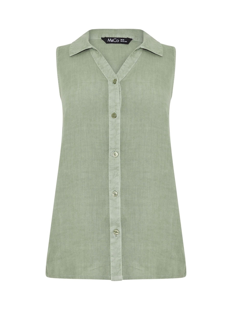 M&Co Green Sleeveless Collared Shirt - Image 5 of 5 M&Co Green Sleeveless Collared Shirt - Image 5 of 5
