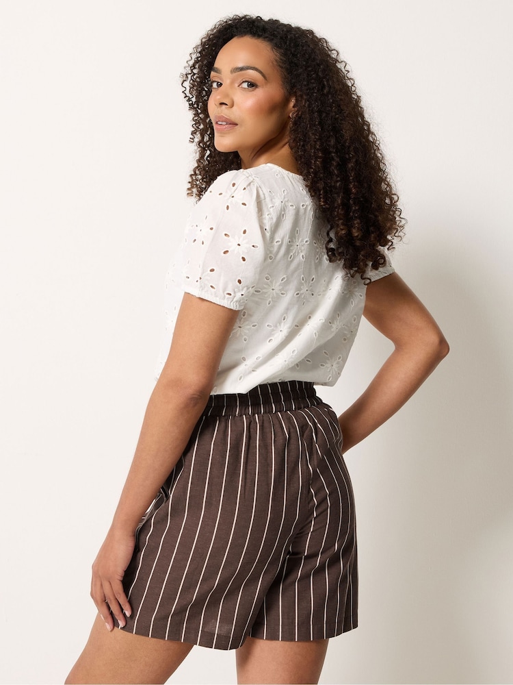 M&Co Brown Linen Blend Striped Shorts - Image 2 of 5