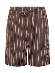 M&Co Brown Linen Blend Striped Shorts - Image 5 of 5