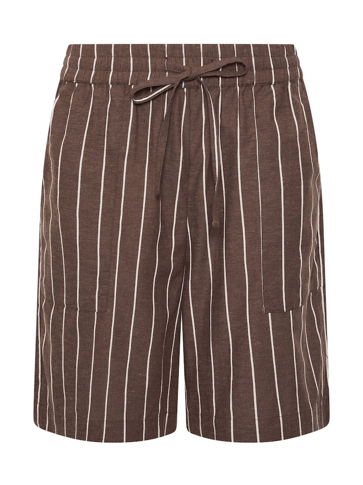M&Co Brown Linen Blend Striped Shorts - Image 5 of 5
