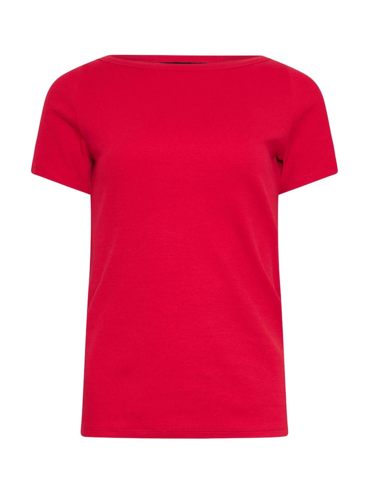 Long Tall Sally Red Ribbed Boat Neck T-Shirt - Image 5 of 5