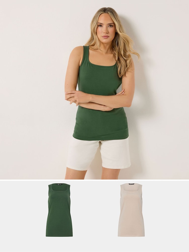 Long Tall Sally Green Vest Tops 2 Pack - Image 1 of 8