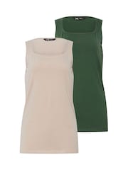 Long Tall Sally Green Vest Tops 2 Pack - Image 6 of 8