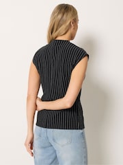 Long Tall Sally Black Pinstripe Button Top - Image 3 of 5