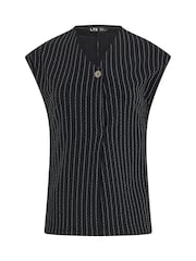 Long Tall Sally Black Pinstripe Button Top - Image 5 of 5