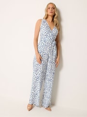 Long Tall Sally Blue Sleeveless Wrap Jumpsuit - Image 3 of 6