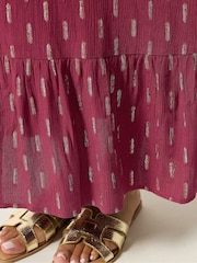 M&Co Red Foil Shirred Back Maxi Dress - Image 4 of 5