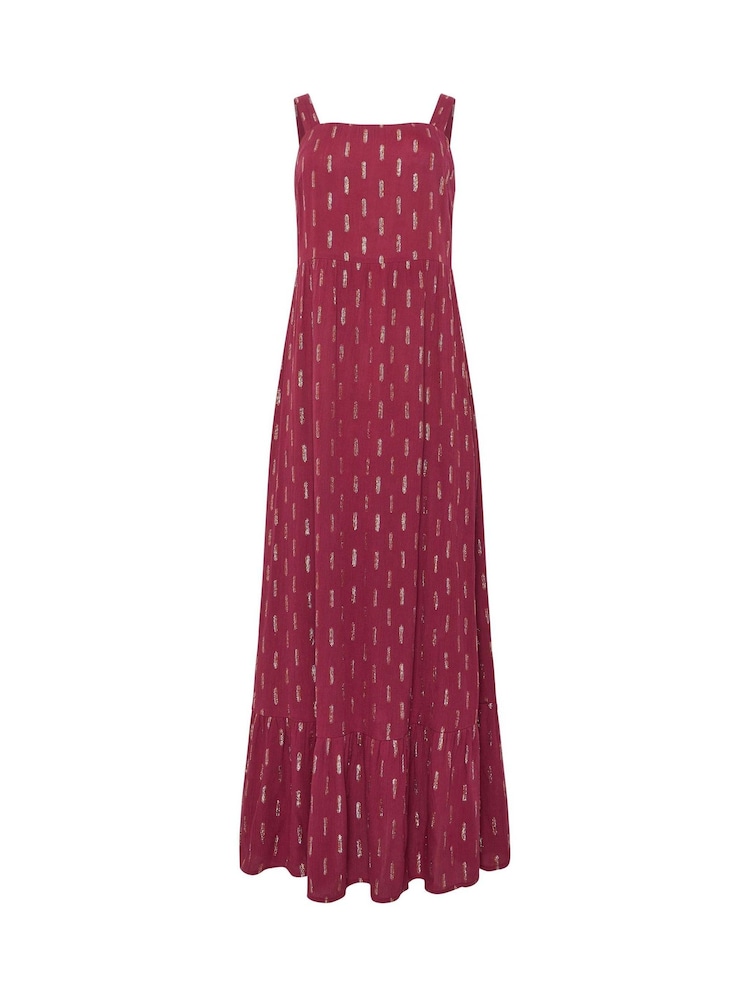 M&Co Red Foil Shirred Back Maxi Dress - Image 5 of 5 M&Co Red Foil Shirred Back Maxi Dress - Image 5 of 5