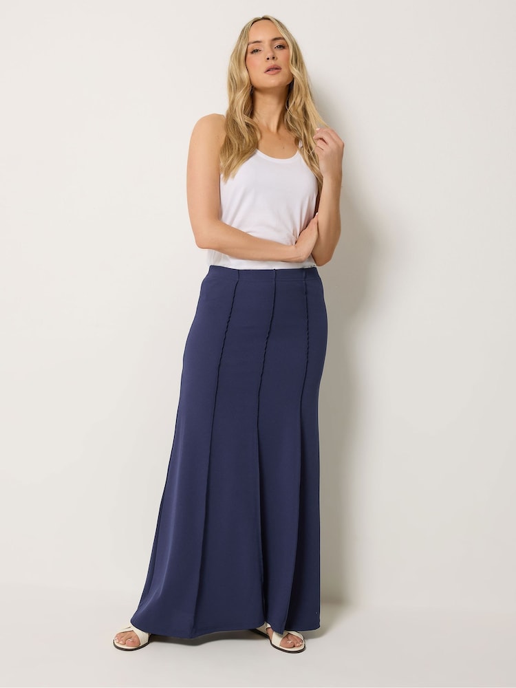 Long Tall Sally Blue Seamed Maxi Flare Skirt - Image 1 of 5 Long Tall Sally Blue Seamed Maxi Flare Skirt - Image 1 of 5