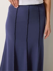 Long Tall Sally Blue Seamed Maxi Flare Skirt - Image 4 of 5