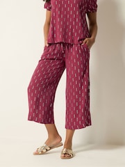 M&Co Red Foil Dobby Cropped Wide Leg Trousers - Image 2 of 4