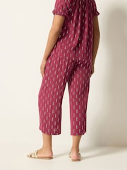 M&Co Red Foil Dobby Cropped Wide Leg Trousers - Image 3 of 4