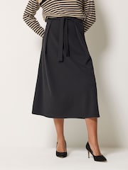 M&Co Black Sash Waist Midi Skirt - Image 1 of 5