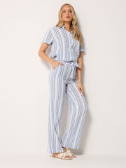 Long Tall Sally White Stripe Wide Leg Trousers - Image 1 of 4
