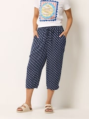 M&Co Blue Petite Dobby Cropped Trousers - Image 1 of 5