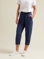 M&Co Blue Elasticated Waist Cropped Hareem Trousers - Image 2 of 5